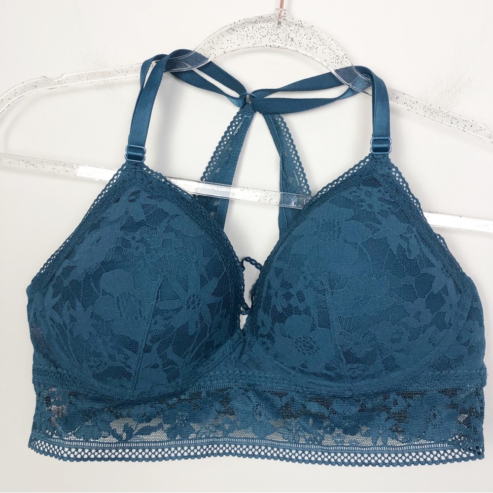 VICTORIA’S SECRET | NEW Teal Padded Longline Lace Bralette Bra Women’s Size L